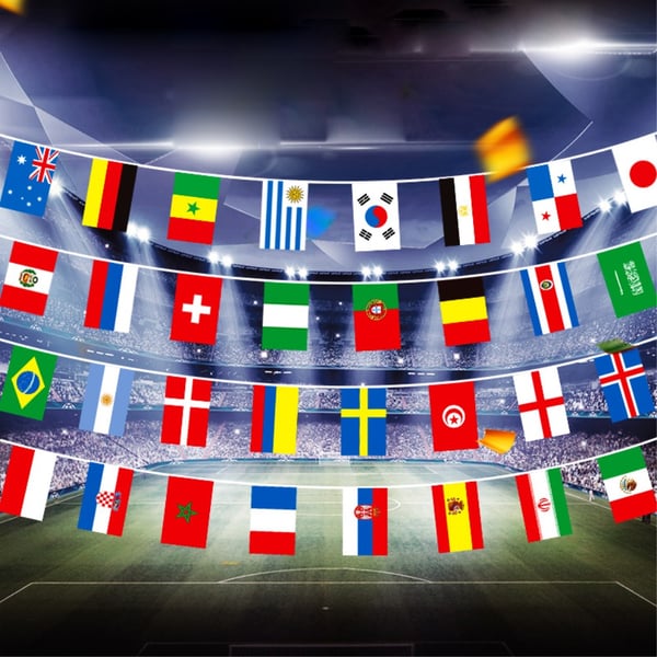2018 FIFA World Cup Rusland Fodbold Top 32 Flagbanner, Størrelse: 20 x 30 cm