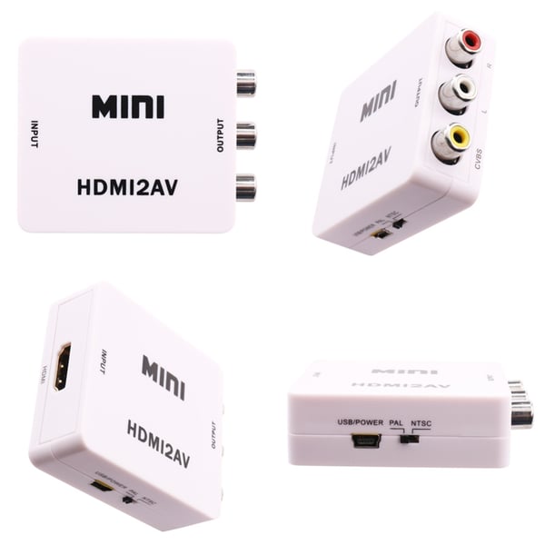 HDMI Adapter til AV - (3x RCA) NTSC / PAL Kompatibel - Hvit