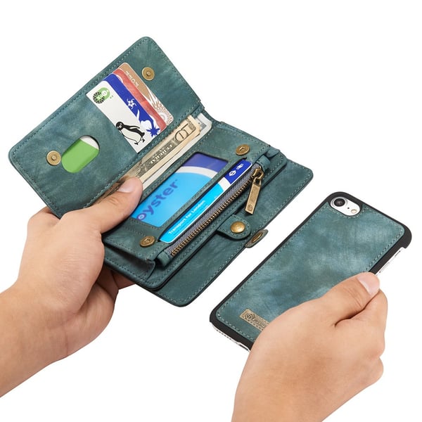 CASEME iPhone 7/8 Plus Retro Splitt Lær Lommebok - deksel