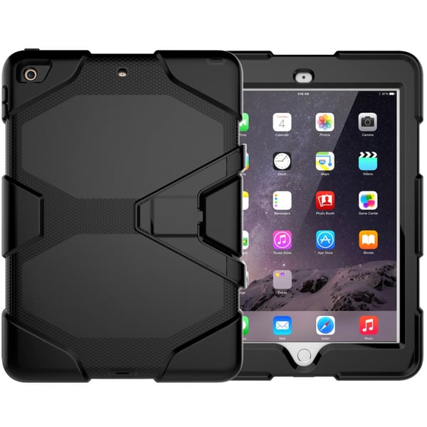 iPad 9.7 (2018) / iPad 9.7 (2017) Heavy Duty Armor -kuori - Musta