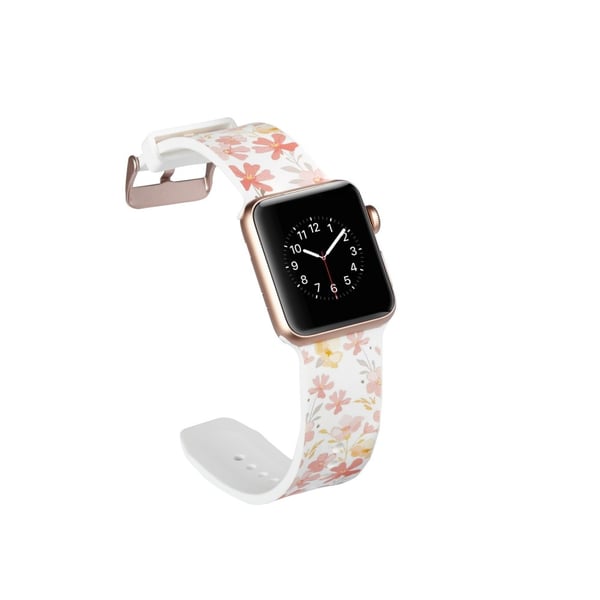 Silikon klokkerem til Apple Watch 4 44mm, 3/2/1 42mm - Blomster