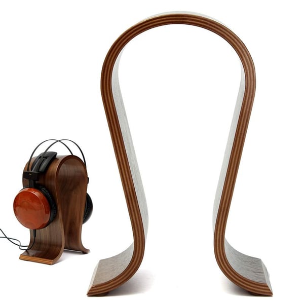 Universal headset rack lavet af ægte træ i flere lag