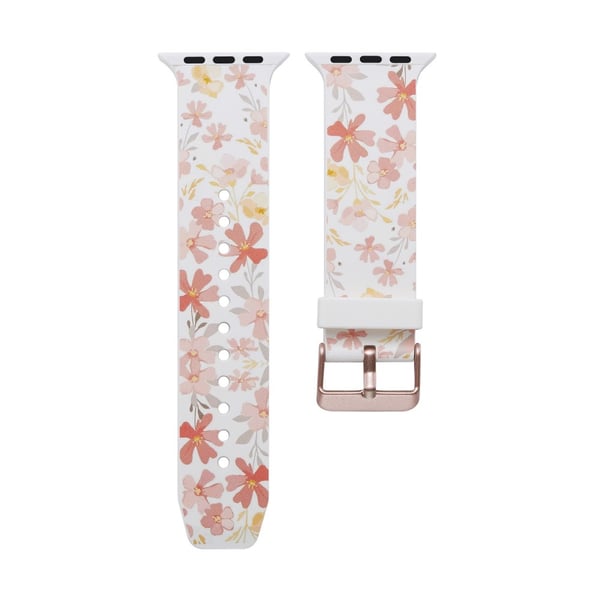 Silikon klokkerem til Apple Watch 4 44mm, 3/2/1 42mm - Blomster