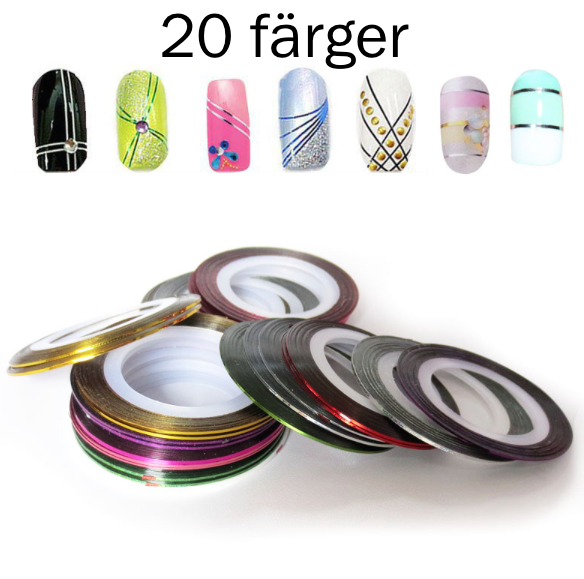 Striping tape , nageltejp , nageldekorationer 20 färger