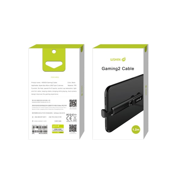 WSKEN Gaming 2 Type - C USB - C ladedatasynkroniseringskabel 1,2 m sugeplugg