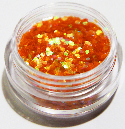 Negleglitter - Hexagon - Oransje - 8ml - Glitter