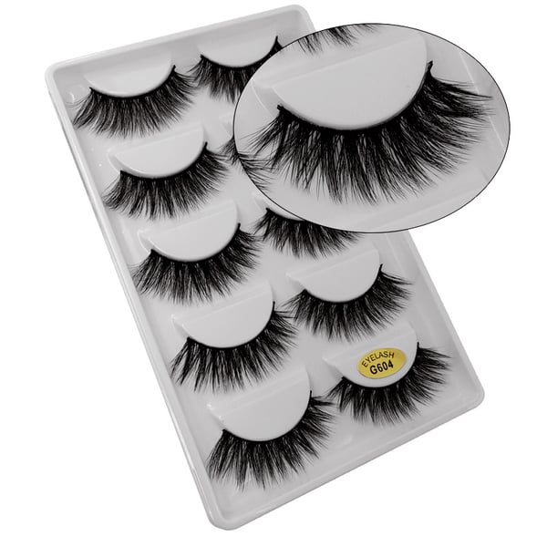 5 par falske øjenvipper - 3D faux mink - G604