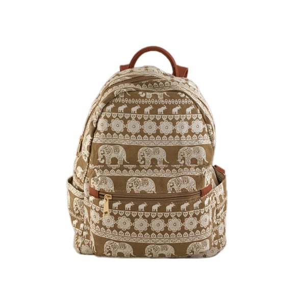 Ryggsäck, elefanter, khaki