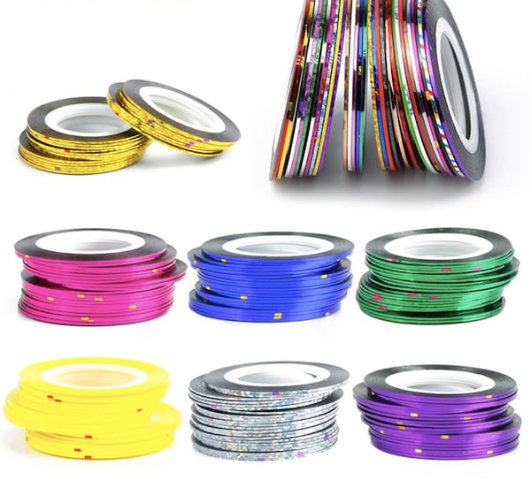 Stripeteip, negletape, neglepynt - 10 stk