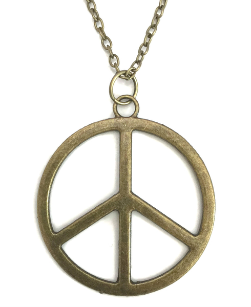 Halsband PEACE Symbol Fredstecken Stort Brons - 2 längder