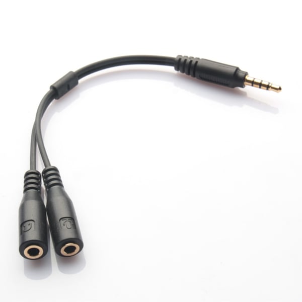 3,5 mm stereolyd mannlig til kvinnelig hodetelefon og mikrofonsplitteradapter