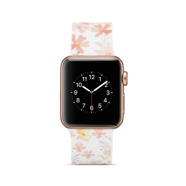 Silikon klokkerem til Apple Watch 4 44mm, 3/2/1 42mm - Blomster