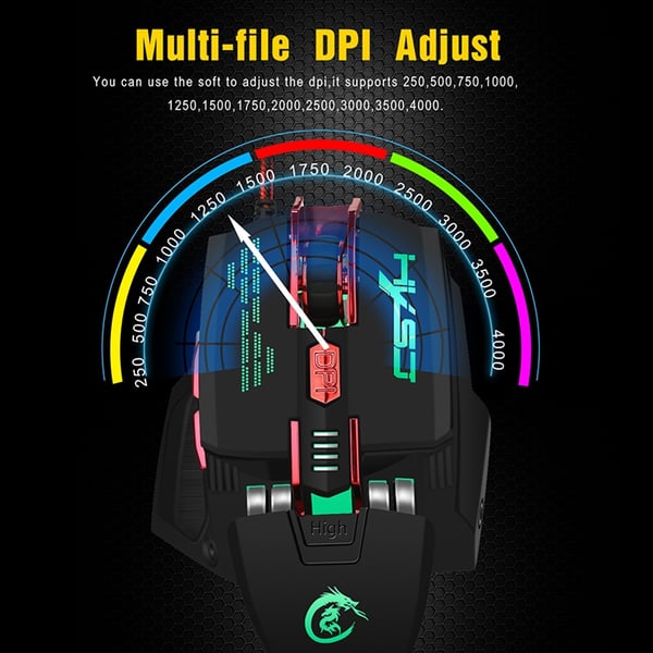 HXSJ X 200 7 knapper 4000 DPI LED USB optisk gamingmus hvid