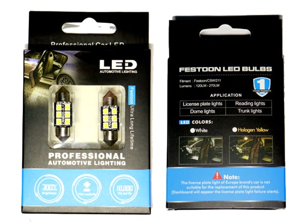 Canbus C5W 41mm 42mm LED-diodilamppu 6000K 2 kpl 12 V Festoon