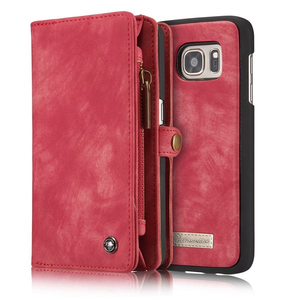 CASEME Samsung Galaxy S7 Edge Retro Lær Lommebok - deksel - Rød