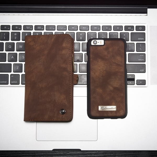 CASEME iPhone 6s 6 Retro Split Lommebok - deksel i Lær - Kaffe