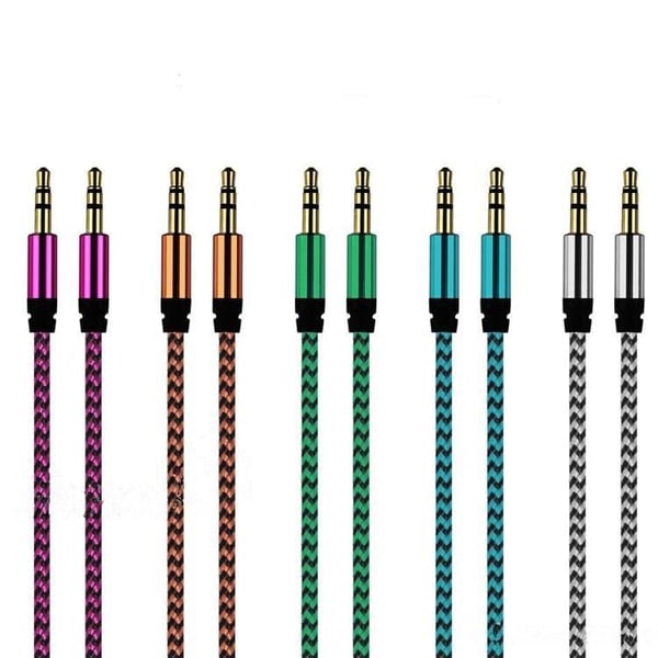 1m Kudottu 3.5mm Aux -kaapeli - Vihreä