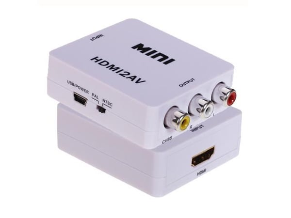 HDMI Adapter til AV - (3x RCA) NTSC / PAL Kompatibel - Hvit