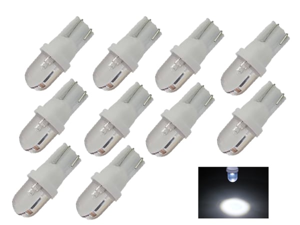 T10 w5w 8000k LED-lampor med 1st Flux-chip, 12v DC, 10-pack.