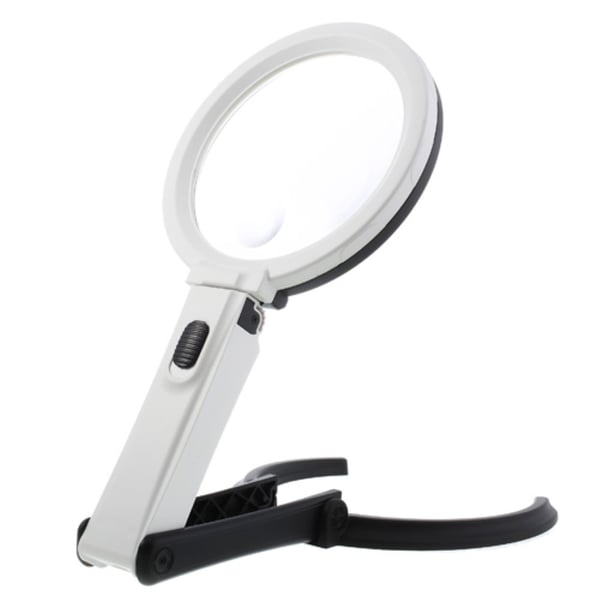 Sammenleggbar stor forstørrelsesglass med LED - lampe 2 x 120mm