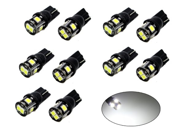 T10 w5w 24V, LED med 6st 2835SMD 6000k chip, 24 volt, 10-pack