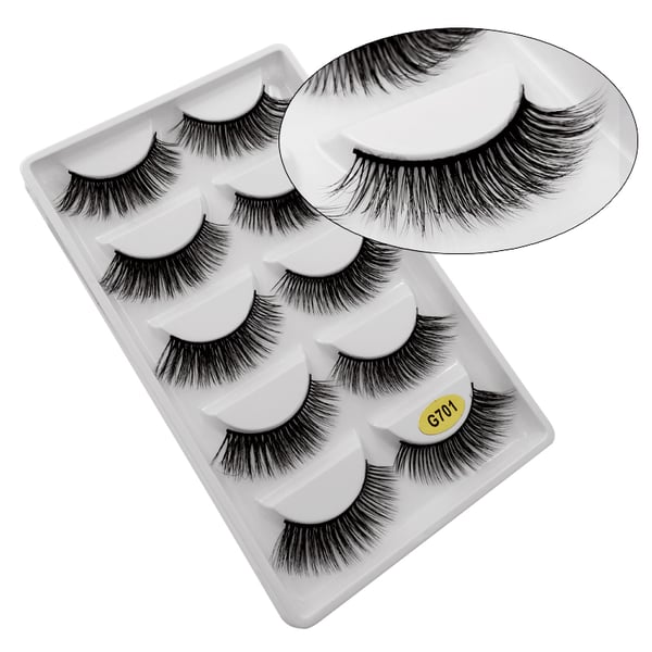 5 par falske øyevipper - 3D faux mink - G701