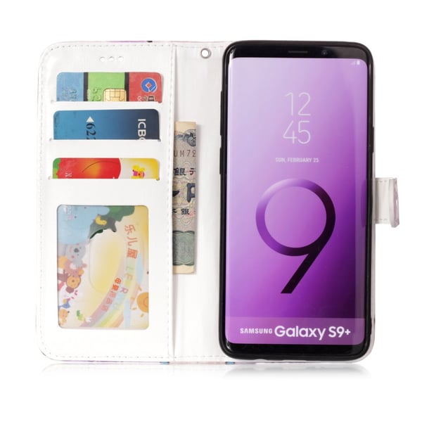 Samsung Galaxy S9 Plus Lommebok - deksel - Blå Sommerfugl og Blomst