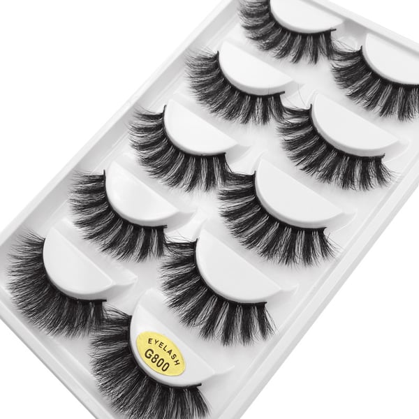 5 par falske øyevipper - 3D faux mink - G800