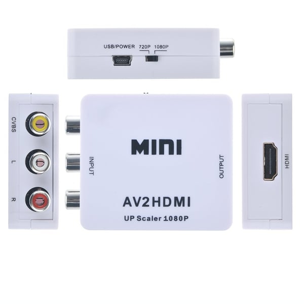 AV til 1080p HDMI Adapter - (3x RCA) NTSC / PAL Kompatibel