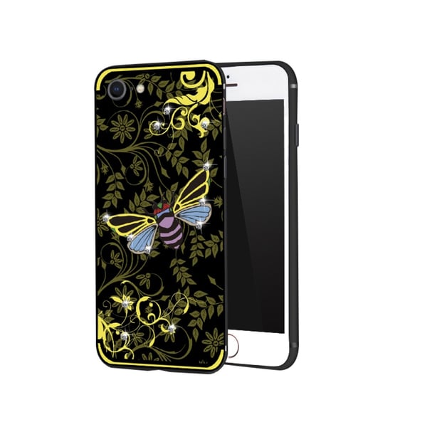 NXE Insektmønster Rhinestone Dekor TPU Cover til iPhone 8 / 7 - Gul Bi