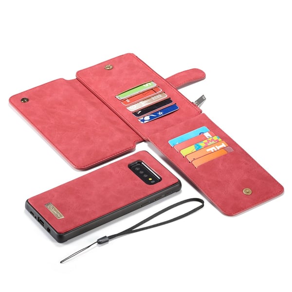 CASEME Samsung Galaxy S10+ Retro Lær Lommebok - deksel - Rød