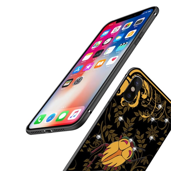 NXE Insektmønster Rhinestone Dekor TPU Cover til iPhone X - Cikade