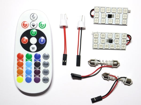 T10 + C5W RBG m fjärr ledlampor Led 2-pack 12v DC w5w