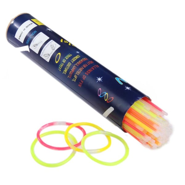 100-pak glowstick armbånd, lysende