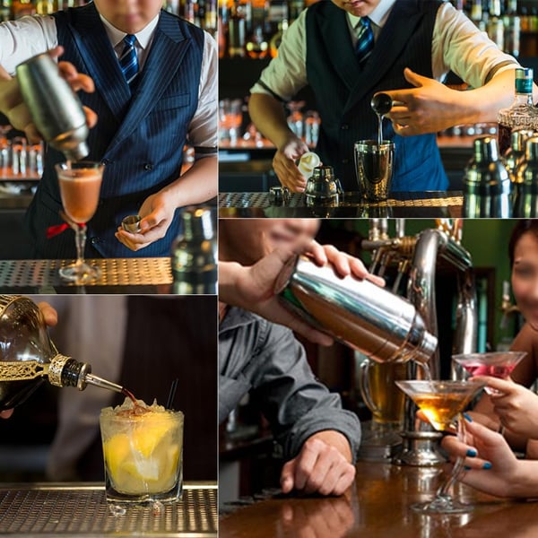 8-delt cocktailsæt, barsæt, shaker 550ml - Rustfrit stål