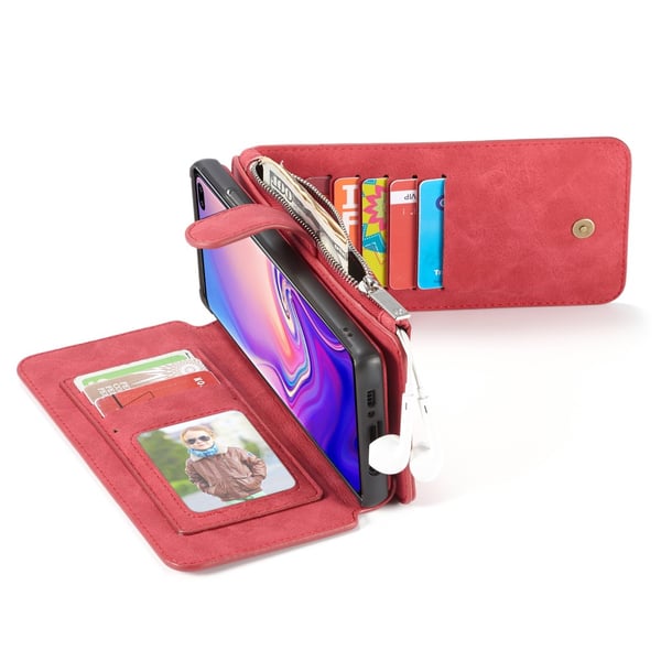 CASEME Samsung Galaxy S10+ Retro Lær Lommebok - deksel - Rød