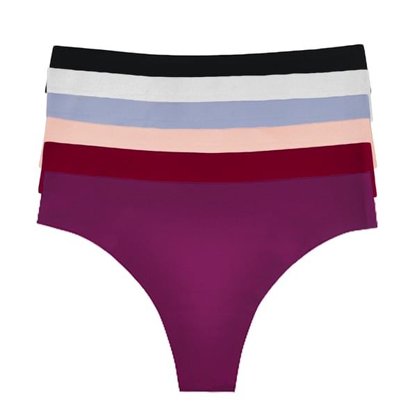 6-pak sømløse thongs - 6 farger