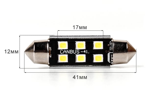 Canbus C5W 41mm 42mm LED-diodilamppu 6000K 2 kpl 12 V Festoon