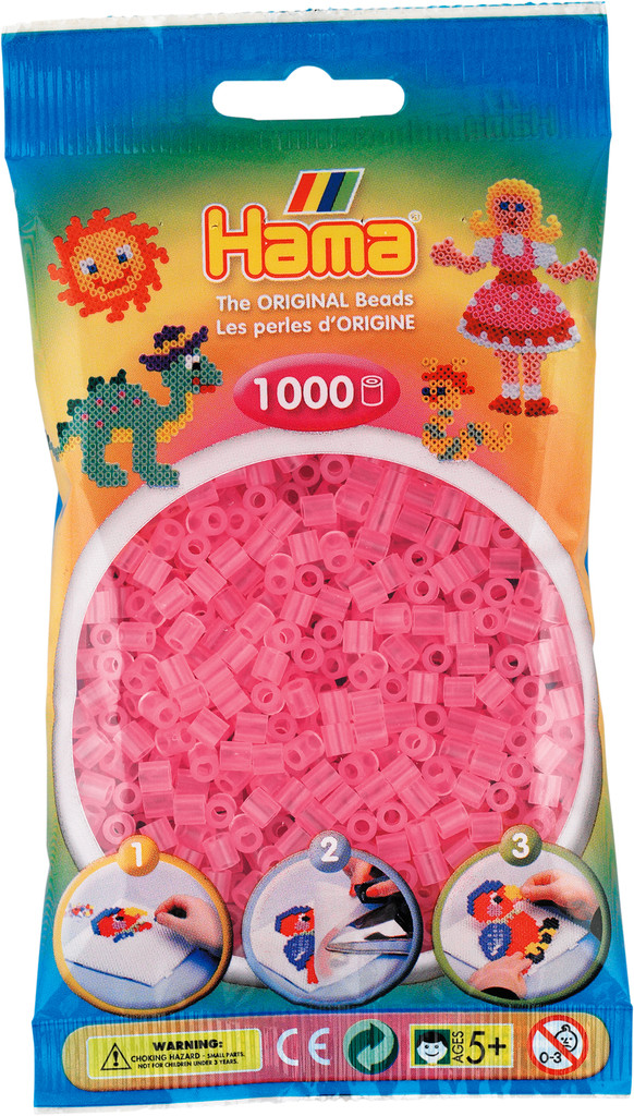 Hama Midi Transparent Pink 1000 stk. 207-72