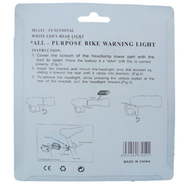 5 - LED cykel forlygte med baglygte