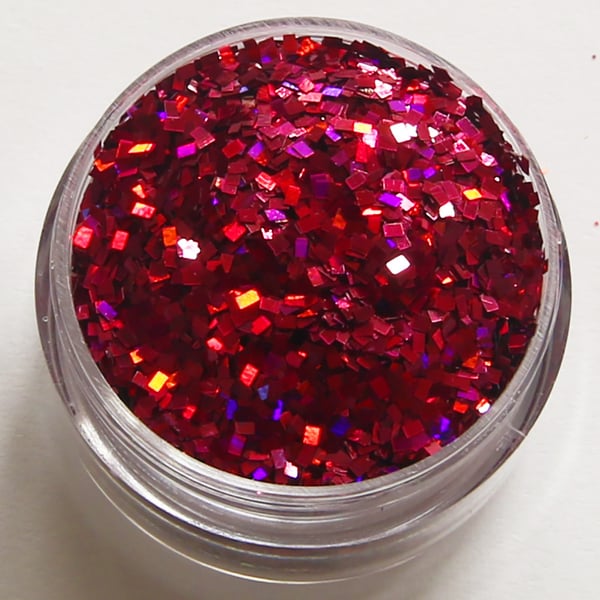 Negleglitter - Firkantet - Cerise - 8ml - Glitter