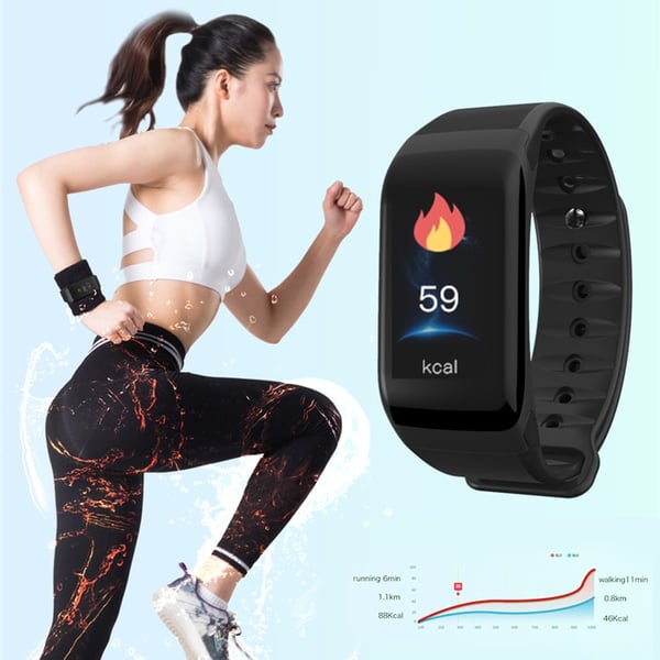 F1 Plus WearFit Aktivitetsarmbånd med Fargedisplay - Rød