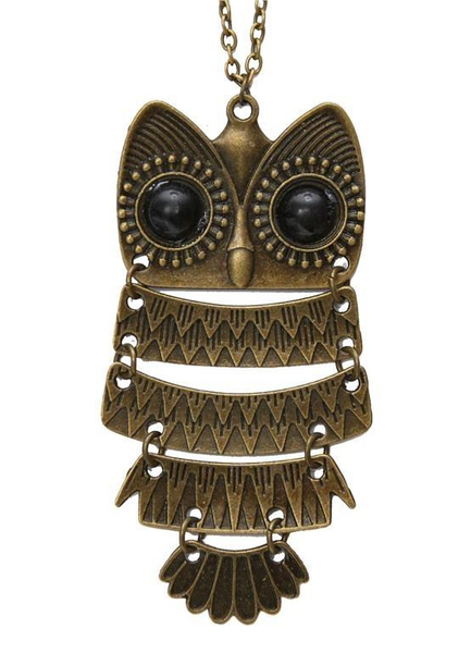 Halskjede stor ugle Bronse vintage retro mote hot new