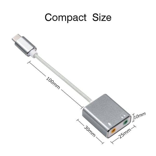 USB-C Lydadapter Ekstern Stereo Lydkortadapter med 3,5 mm