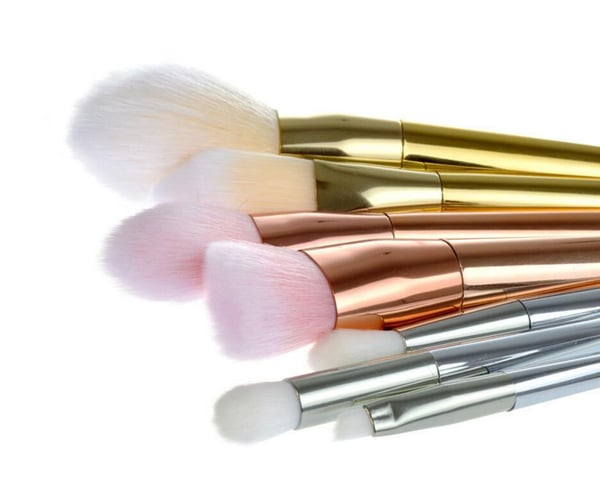 7st sminkborstar - Rosé silver guld - Makeup brushes