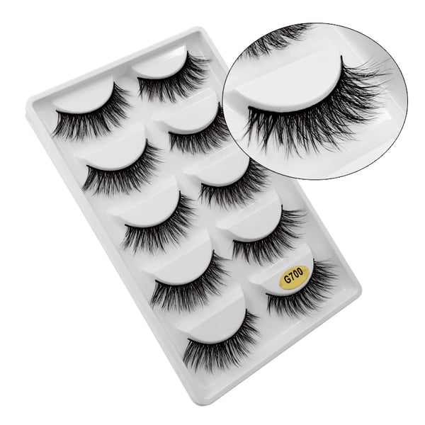 5 par falske øyevipper - 3D faux mink - G700