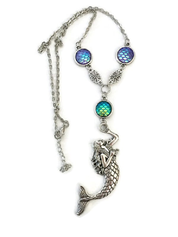 Halsband SJÖJUNGFRU SIREN Mermaid Rostfri Kedja Fjäll Fantasy