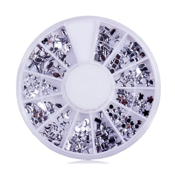 Rhinestone nageldekorationer stenar 12st olika former