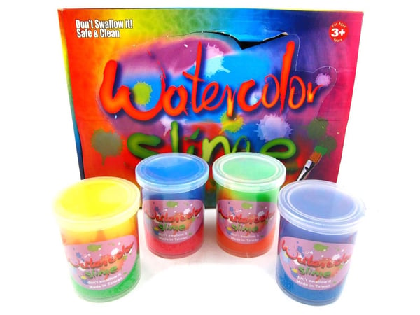 3 färgat slime blå, lila & rosa