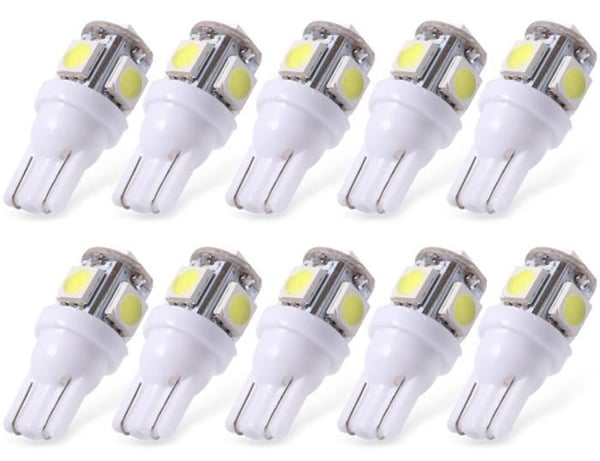 T10 w5w LED-lampor med 5st 5050SMD 6000k chip, 12v DC, 10-pack.